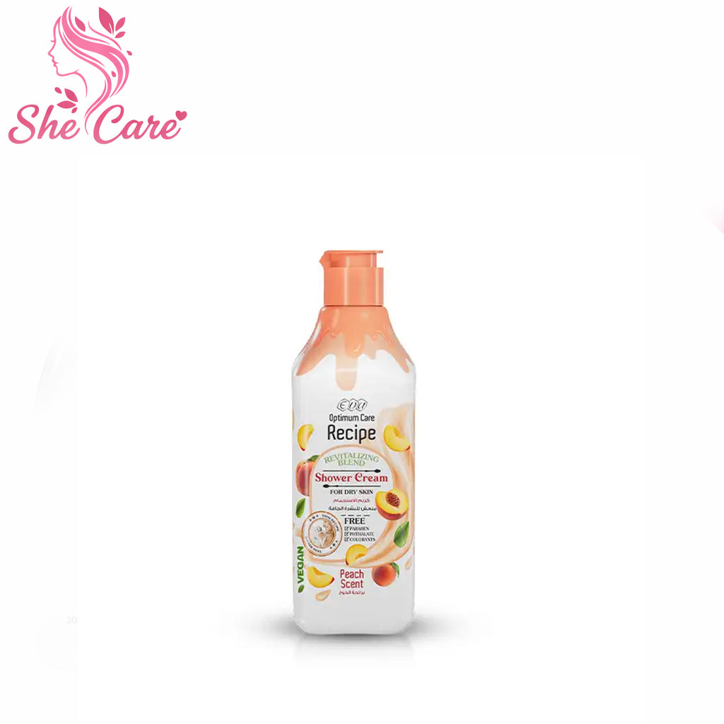 Eva Recipe Revitalizing Blend Shower Cream For Dry Skin Peach Scent 370 Ml