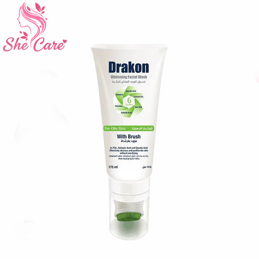 Drakon Whitening Facial Cleanser For Oily and Combined Skin With Silicone Brush