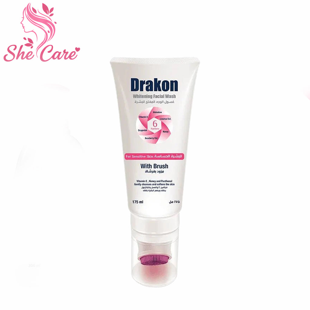 Drakon Whitening Facial Cleanser For Sensitive Skin With Silicone Brush