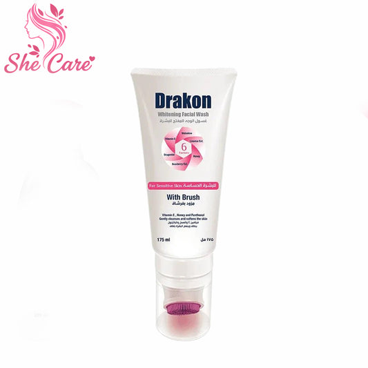 Drakon Whitening Facial Cleanser For Sensitive Skin With Silicone Brush
