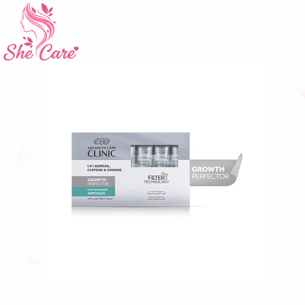 Eva Advanced Care Clinic Growth Perfector Root Recharging Ampoules For Weak & Falling Hair 6 Ml × 7 Ampoules