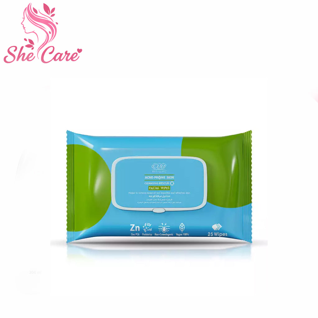 Eva Skin Clinic Acne-Prone Skin Facial Wipes ( 25 Wipes Per Pack)