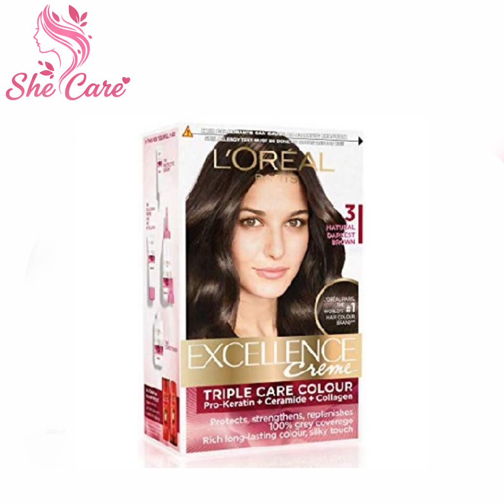 Loreal Paris Excellence Cream Permanent Hair Color 3 Dark Brown