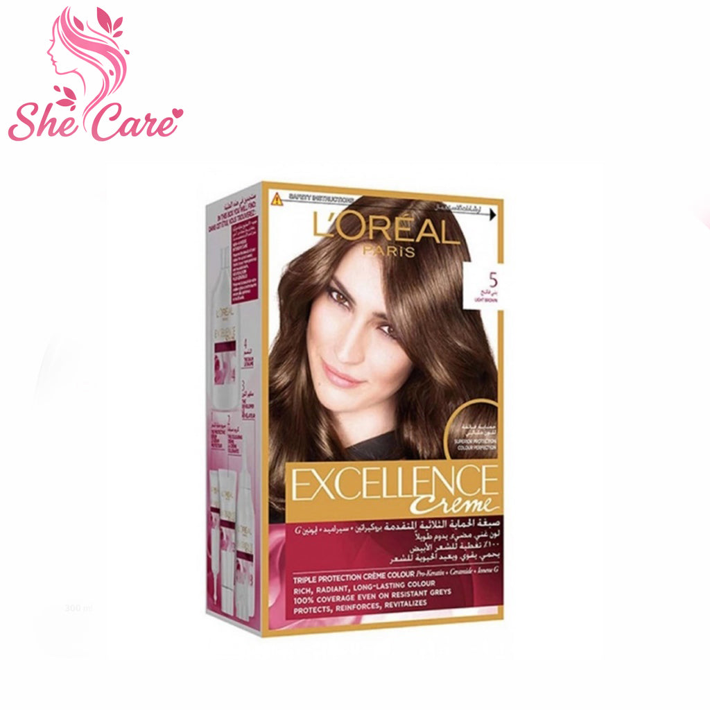 Loreal Paris Excellence Cream Permanent Hair Color 5 Light Brown