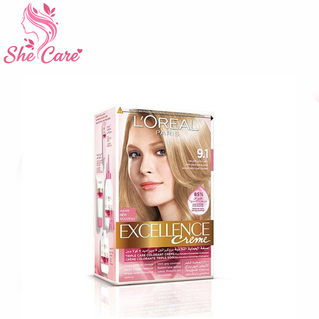 Loreal Paris Excellence Cream Permanent Hair Color 9-1 Extra Light Ash Blonde